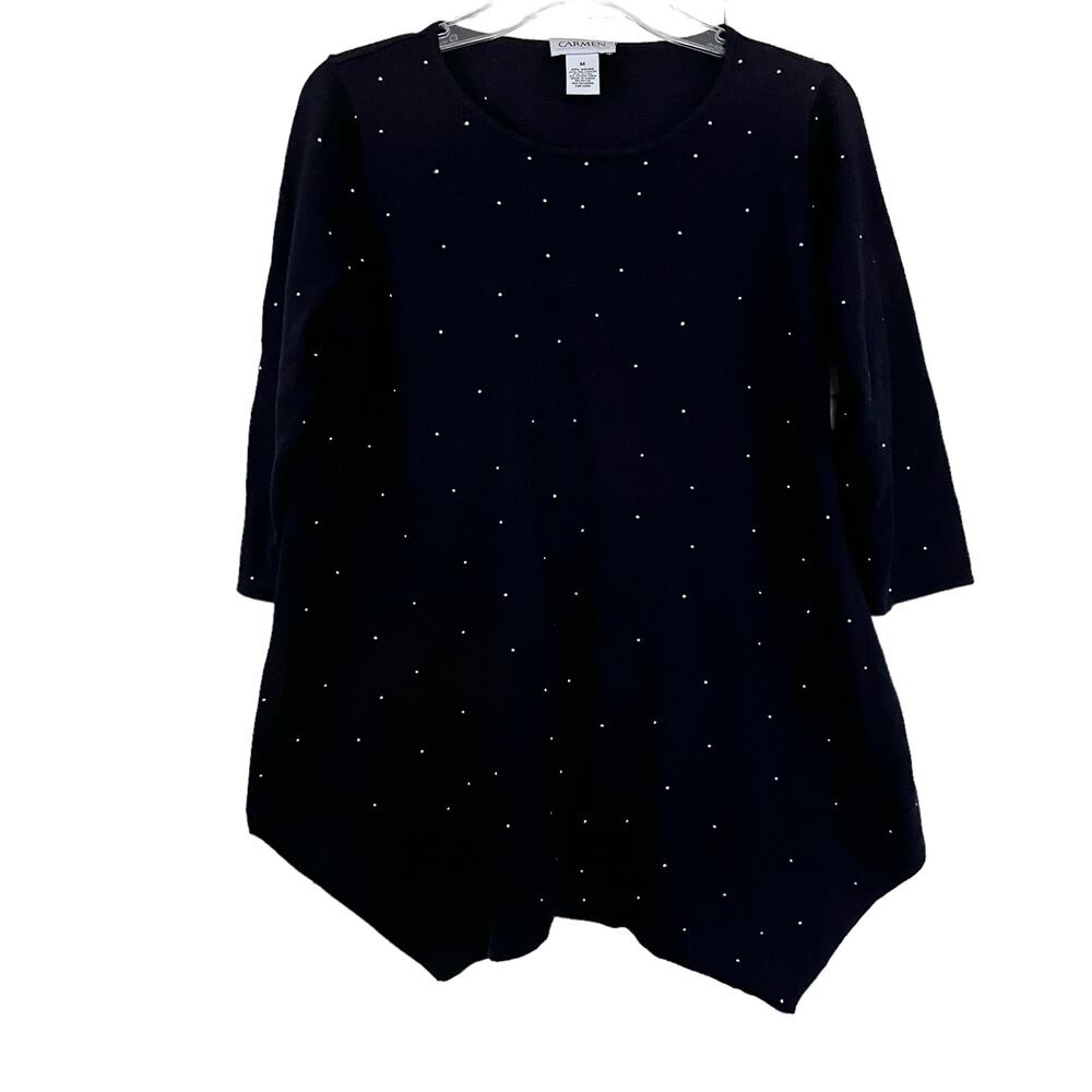 Carmen Mark Valvo navy studded sweater size Medium
